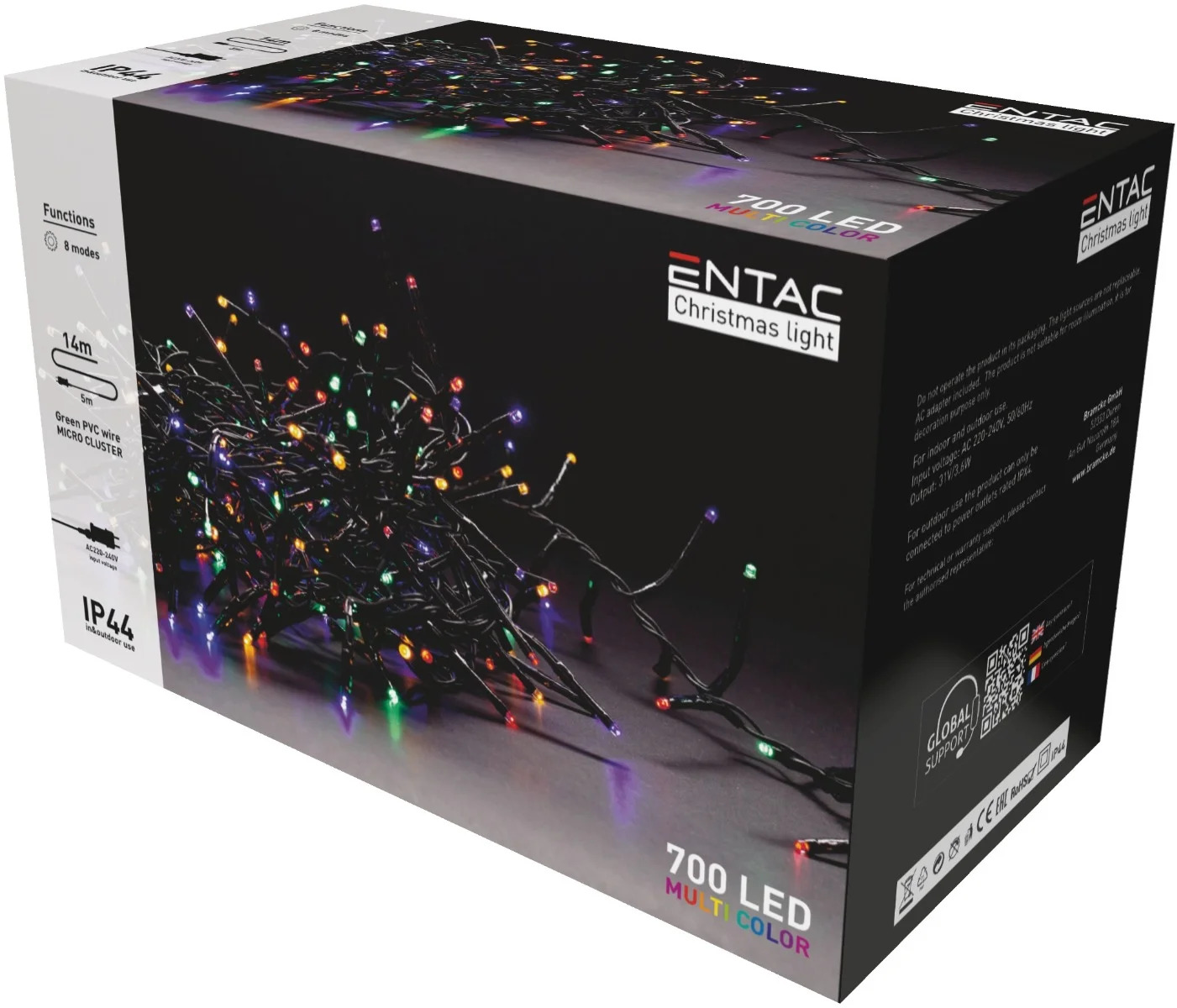 Entac Χριστουγεννιάτικα Λαμπάκια IP44 700 LED Ψείρες Πολύχρωμα 14m Entac Χριστουγεννιάτικα Λαμπάκια IP44 700 LED Ψείρες Πολύχρωμα 14m