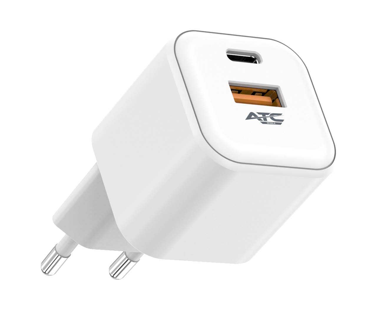 ATC-CHF15 Φορτιστής GaN Ταχείας Φόρτισης με 2 Θύρες USB-A & Type-C 20W ATC-CHF15 Φορτιστής GaN Ταχείας Φόρτισης με 2 Θύρες USB-A & Type-C 20W