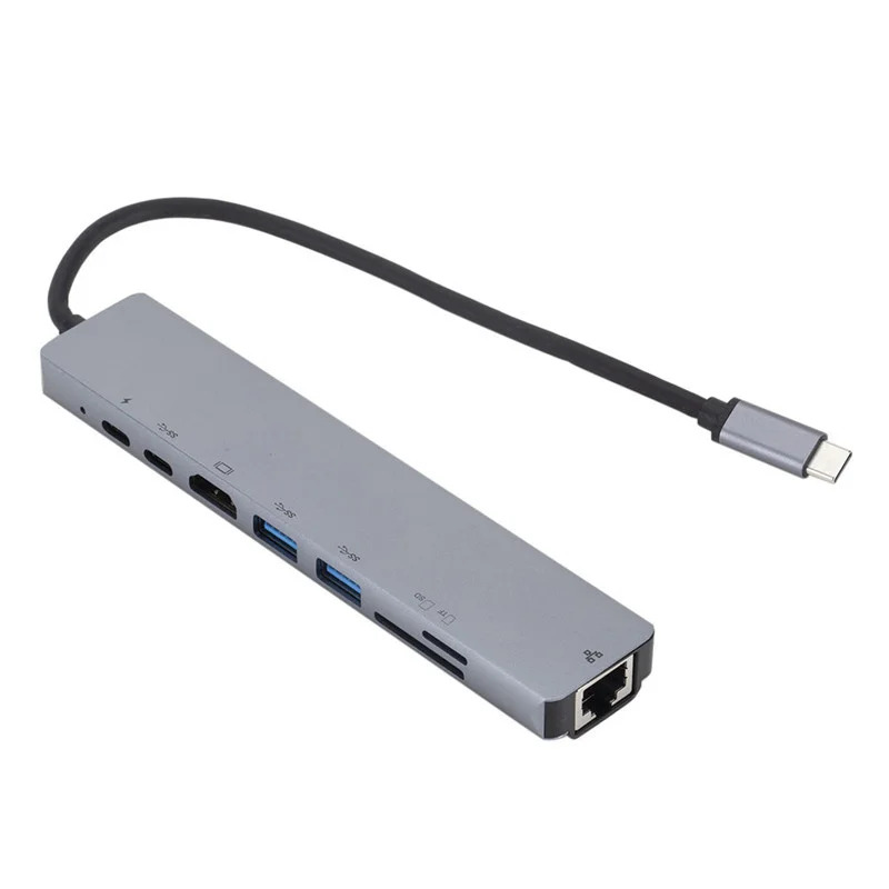 Μετατροπέας 8in1 USB C hubRJ45 HDMI USBx2 SD TF PDx2 Μετατροπέας 8in1 USB C hubRJ45 HDMI USBx2 SD TF PDx2