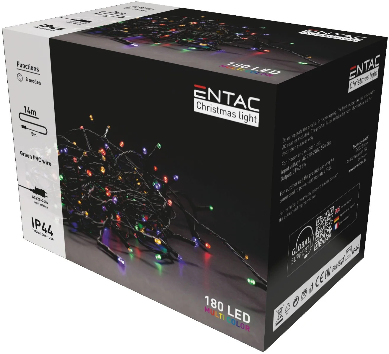 Entac Χριστουγεννιάτικα Λαμπάκια IP44 180 LED Πολύχρωμα 14m Entac Χριστουγεννιάτικα Λαμπάκια IP44 180 LED Πολύχρωμα 14m