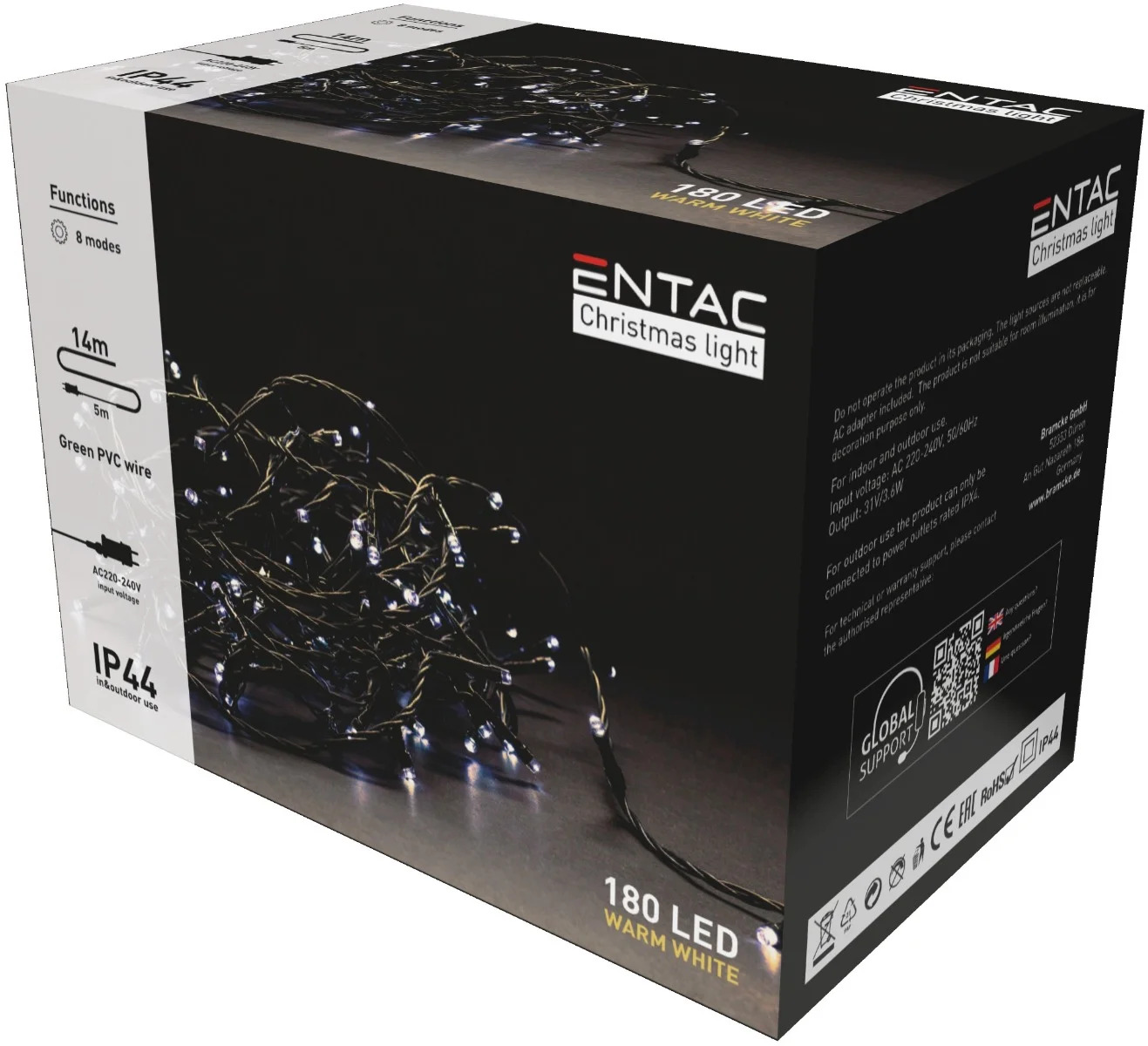 Entac Χριστουγεννιάτικα Λαμπάκια IP44 180 LED Θερμό 14m Entac Χριστουγεννιάτικα Λαμπάκια IP44 180 LED Θερμό 14m