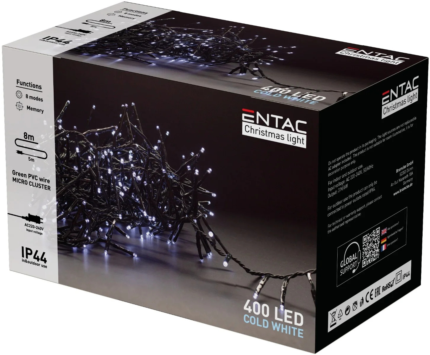 Entac Χριστουγεννιάτικα Λαμπάκια IP44 400 LED Ψείρες Ψυχρό 8m Entac Χριστουγεννιάτικα Λαμπάκια IP44 400 LED Ψείρες Ψυχρό 8m