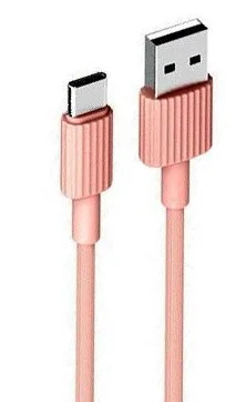 XO NB156 USB Καλώδιο Φόρτισης για Type-C Ροζ
