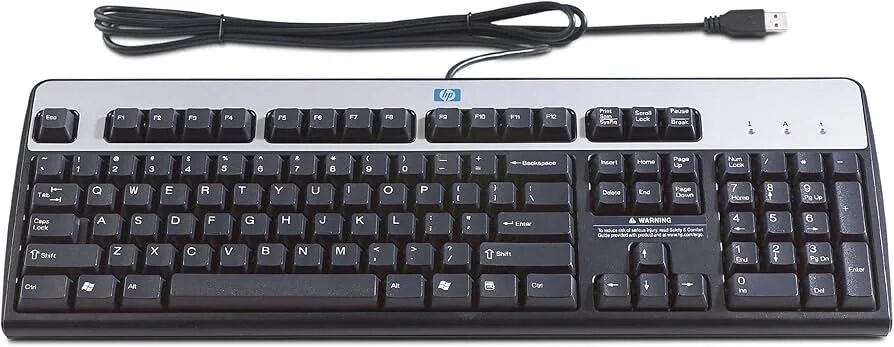 HP Standard Basic Keyboard Wired USB Black/Silver English US NOB HP Standard Basic Keyboard Wired USB Black/Silver English US NOB