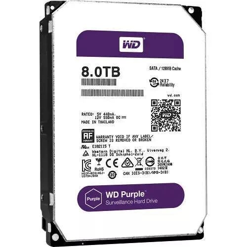 HDD WESTERN DIGITAL 8TB SATA 6G 3.5" 5.4K PURPLE SURVEILANCE HDD WESTERN DIGITAL 8TB SATA 6G 3.5" 5.4K PURPLE SURVEILANCE