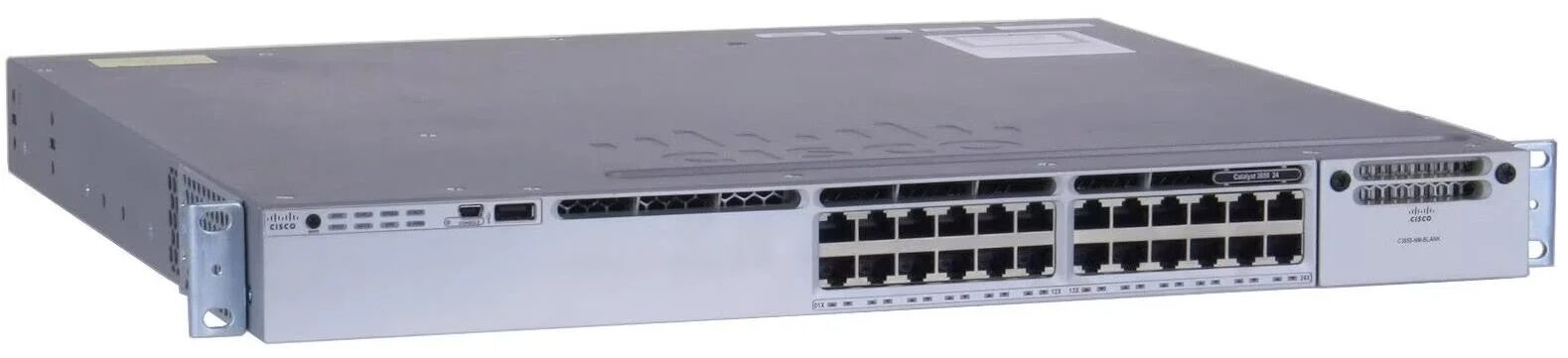 SWITCH CISCO WS-C3850-24T-L 24-Ports Gigabit C3850-NM-4-1G, 2x PSU 350W (P/N: PWR-C1-350WAC) w/ Rkmnts SWITCH CISCO WS-C3850-24T-L 24-Ports Gigabit C3850-NM-4-1G, 2x PSU 350W (P/N: PWR-C1-350WAC) w/ Rkmnts