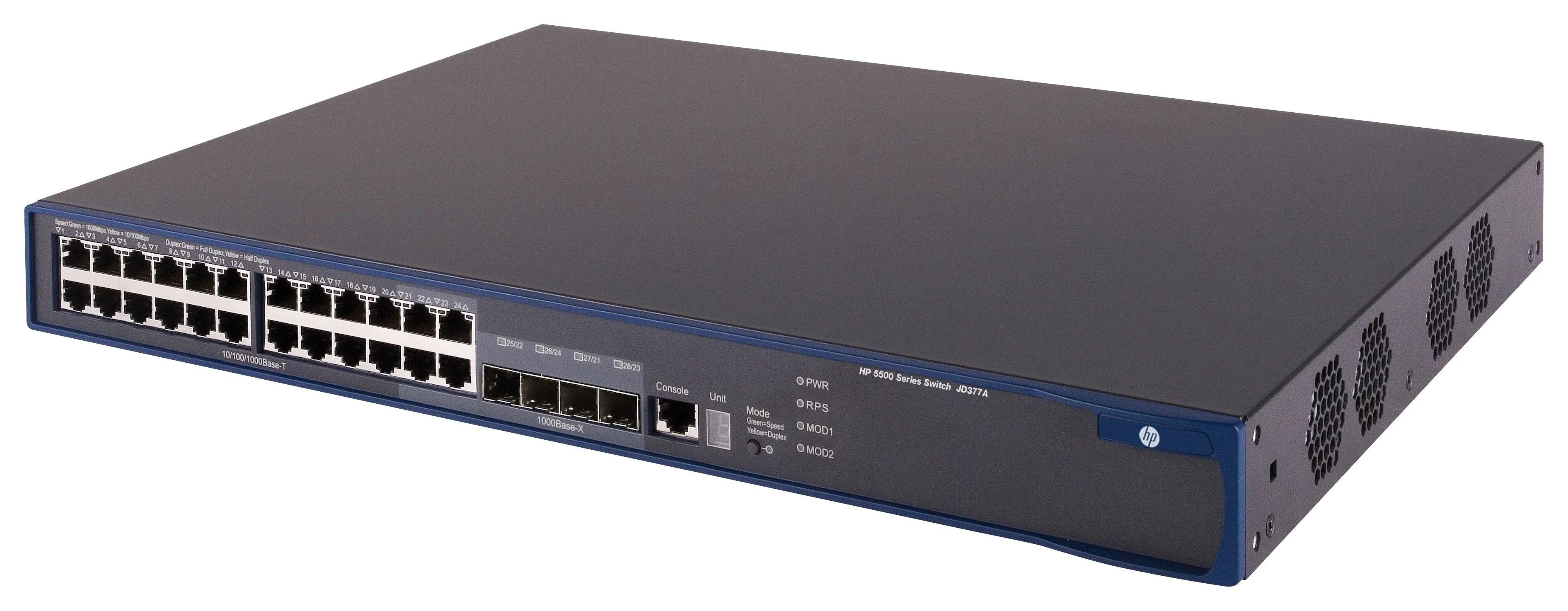 SWITCH HP A5500 SERIES 24-Ports Gigabit (4) 1G SFP /w LSPM1CX2P (P/N: JD360B) w/ Rkmnts SWITCH HP A5500 SERIES 24-Ports Gigabit (4) 1G SFP /w LSPM1CX2P (P/N: JD360B) w/ Rkmnts