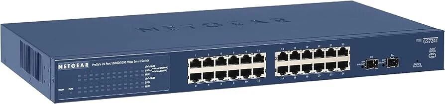 SWITCH NETGEAR PROSAFE SMART SWITCH GS724T 24-Ports Gigabit (2) 1G SFP without/ Rkmnts SWITCH NETGEAR PROSAFE SMART SWITCH GS724T 24-Ports Gigabit (2) 1G SFP without/ Rkmnts