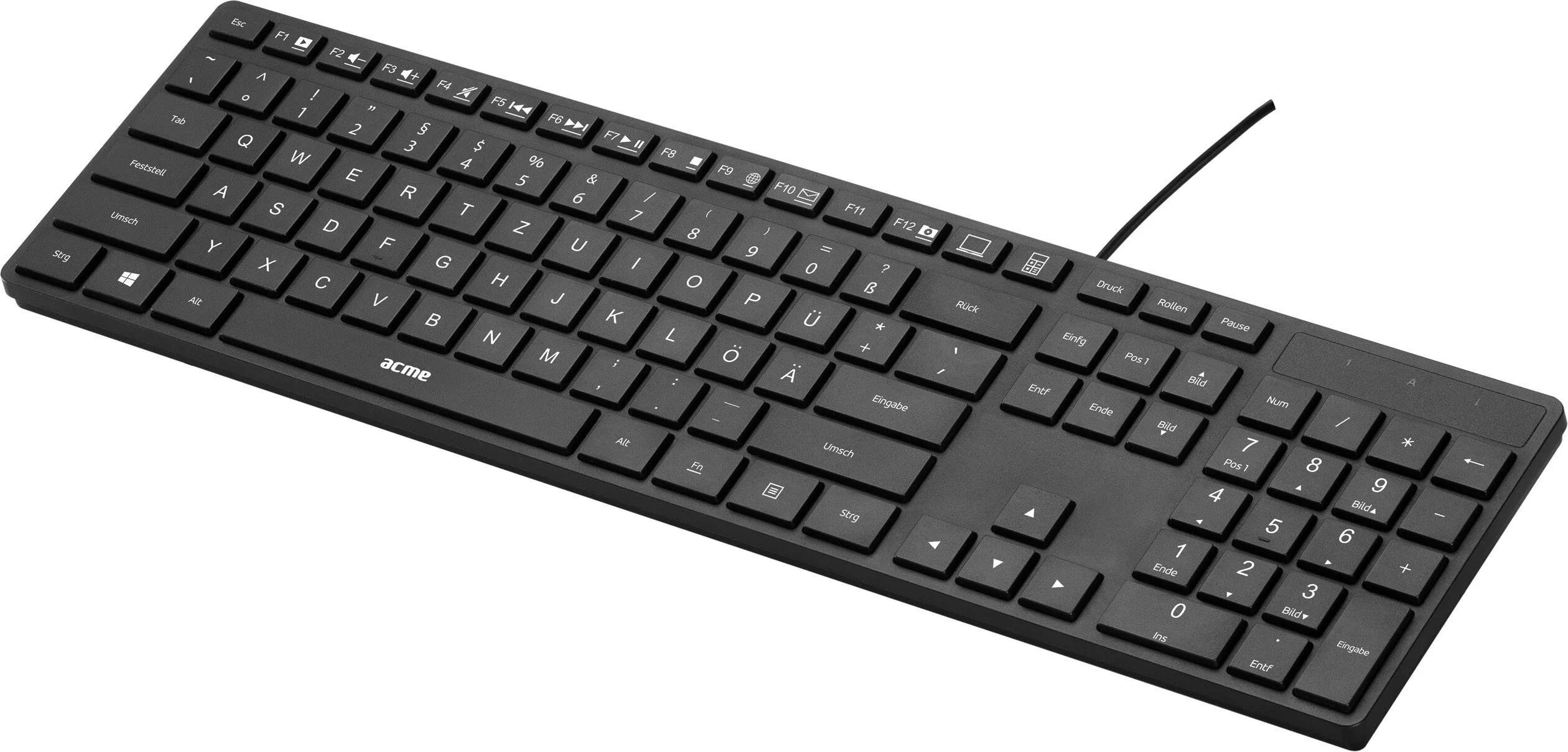Acme KS07 Keyboard Wired USB Black German NEW Acme KS07 Keyboard Wired USB Black German NEW