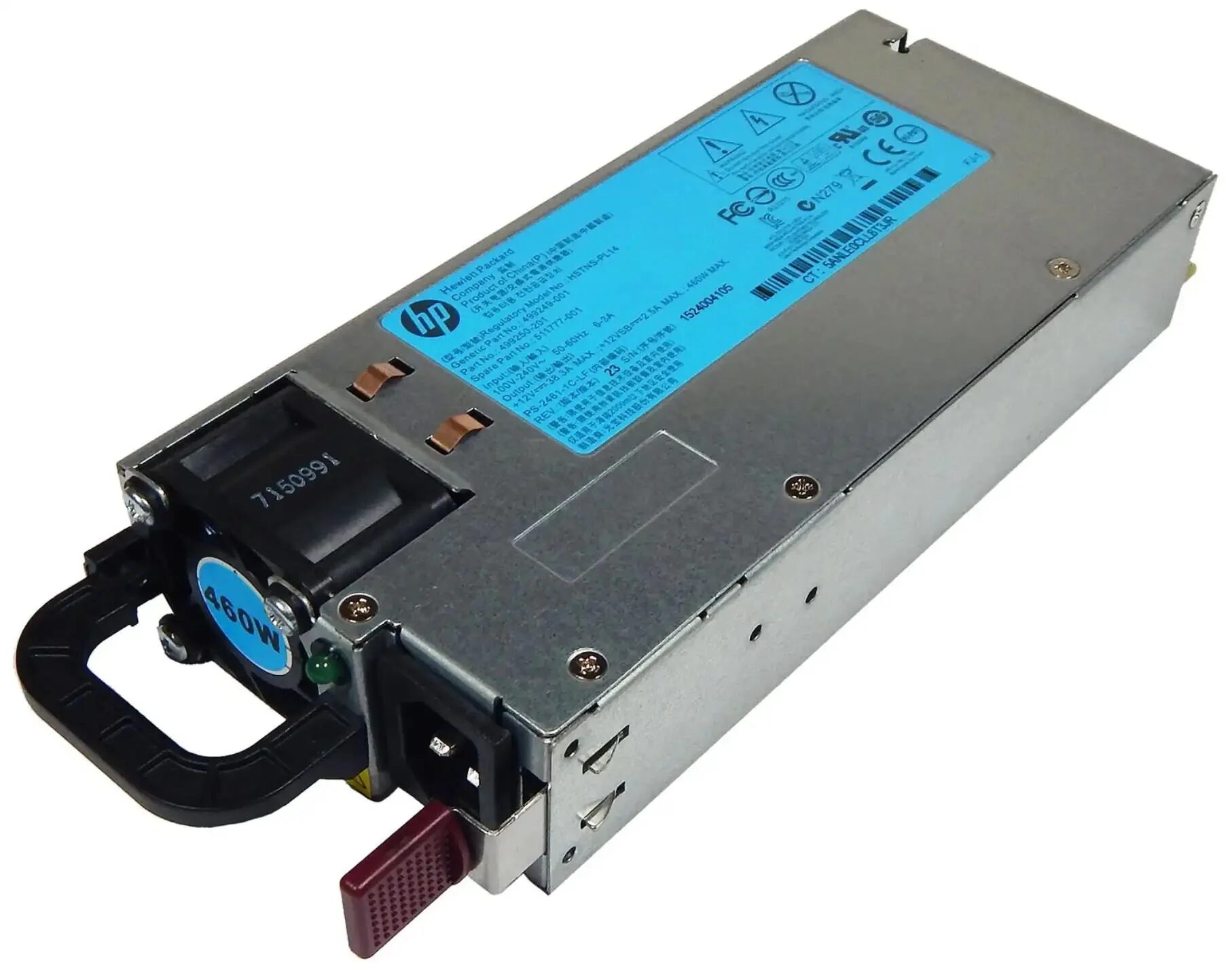 PSU 460W FOR HP SERVER ML310E/ML350p/DL360e/DL360p G8/DL380 G7/HP STORAGE D2600/D3600 PSU 460W FOR HP SERVER ML310E/ML350p/DL360e/DL360p G8/DL380 G7/HP STORAGE D2600/D3600