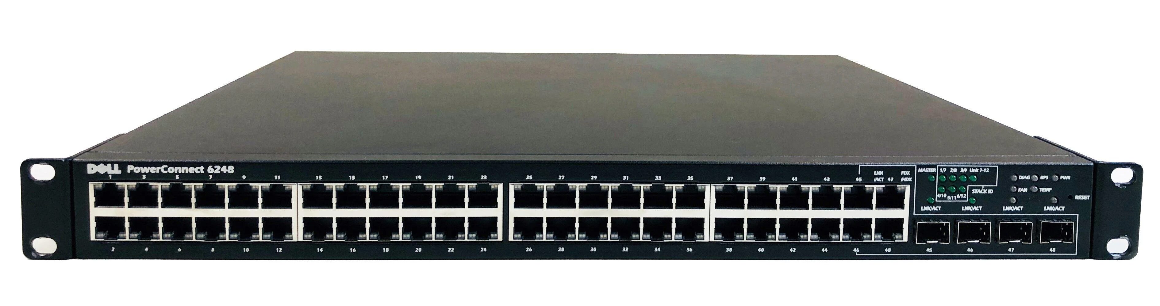 SWITCH DELL POWERCONNECT 6248 48-Ports Gigabit (4) 1G SFP /w 10GE SFP STACKING MODULE (P/N: U691D) w/ Rkmnts SWITCH DELL POWERCONNECT 6248 48-Ports Gigabit (4) 1G SFP /w 10GE SFP STACKING MODULE (P/N: U691D) w/ Rkmnts