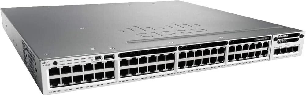 SWITCH CISCO WS-C3850-48T-S 48-Ports Gigabit 2x PSU 350W (P/N: PWR-C1-350WAC) w/ Rkmnts SWITCH CISCO WS-C3850-48T-S 48-Ports Gigabit 2x PSU 350W (P/N: PWR-C1-350WAC) w/ Rkmnts
