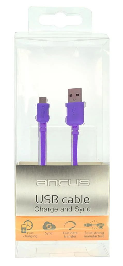 Καλώδιο σύνδεσης Ancus USB σε Micro USB με Ενισχυμένες Επαφές Braided Μώβ 1m Καλώδιο σύνδεσης Ancus USB σε Micro USB με Ενισχυμένες Επαφές Braided Μώβ 1m