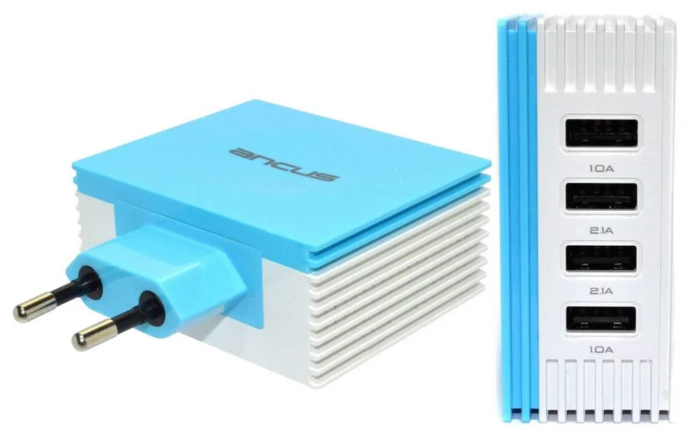 Φορτιστής Ταξιδίου Ancus Multi Charger 4 Usb 4.2A Λευκό - Μπλέ Φορτιστής Ταξιδίου Ancus Multi Charger 4 Usb 4.2A Λευκό - Μπλέ