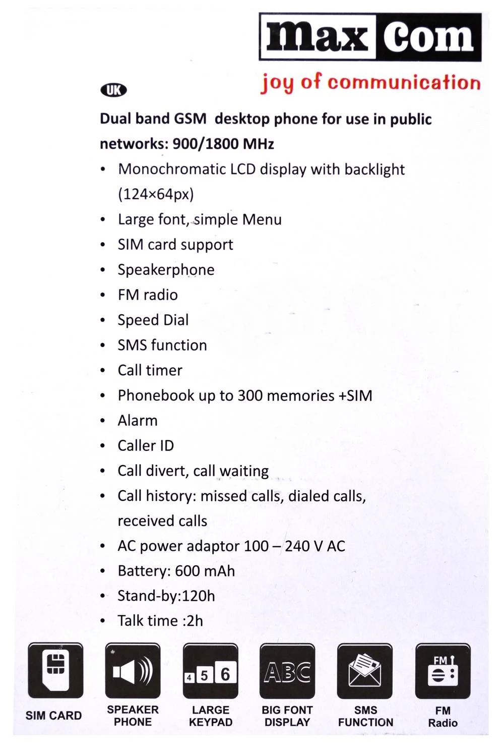 Σταθερό GSM Τηλέφωνο Maxcom Comfort MM28D Μαύρο με Λειτουργία Κινητού Τηλεφώνου και Ραδιόφωνο Σταθερό GSM Τηλέφωνο Maxcom Comfort MM28D Μαύρο με Λειτουργία Κινητού Τηλεφώνου και Ραδιόφωνο