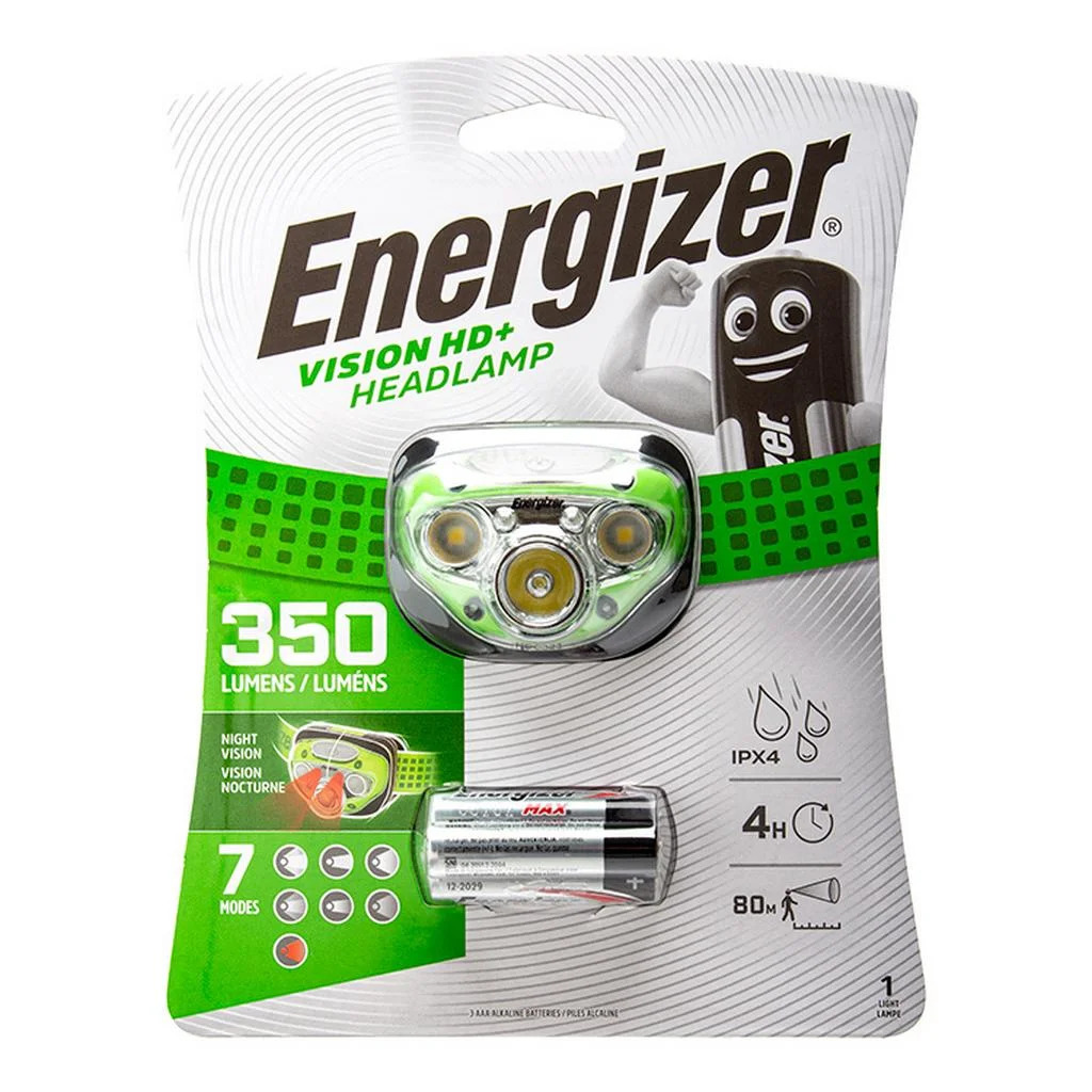 Φακός Κεφαλής Energizer Vision HD+ 3 Led 350 Lumens IPX4 με Μπαταρίες AAA 3 Τεμ. Πράσινο Φακός Κεφαλής Energizer Vision HD+ 3 Led 350 Lumens IPX4 με Μπαταρίες AAA 3 Τεμ. Πράσινο