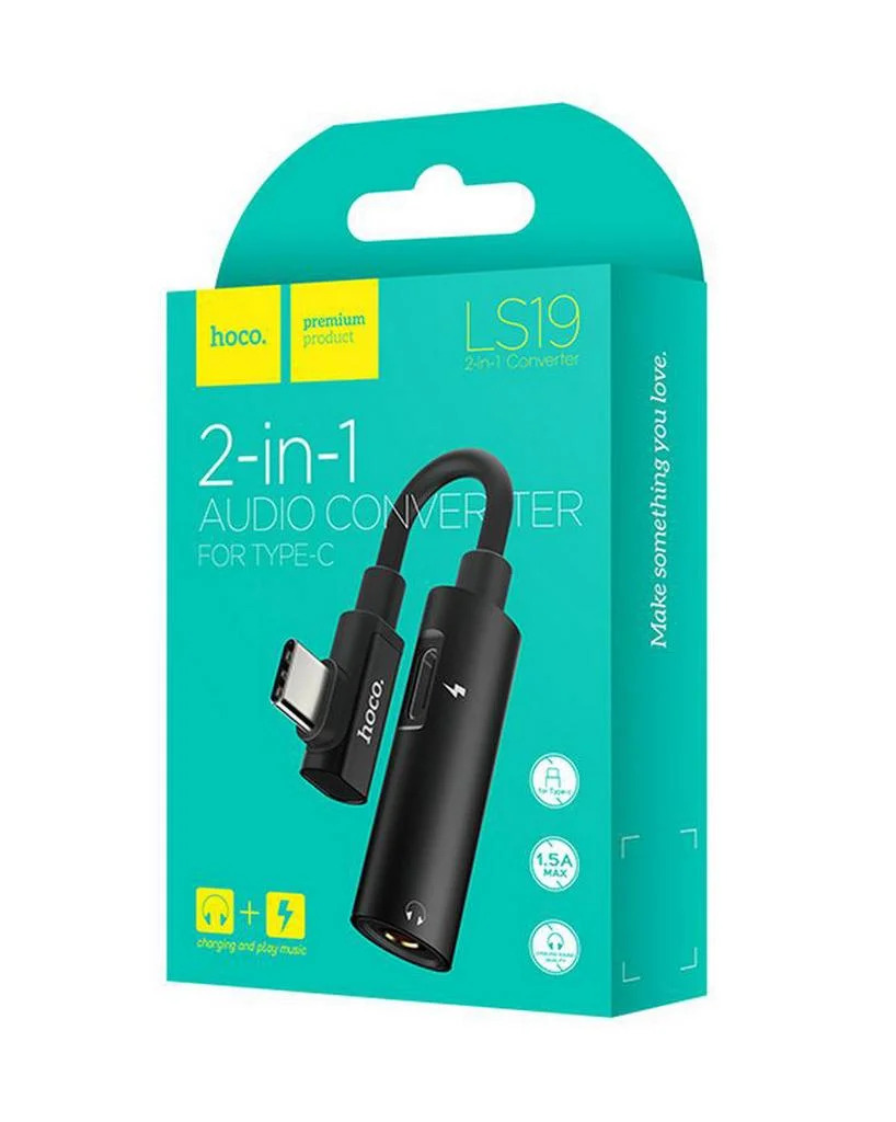 Αντάπτορας Hoco LS19 2 σε 1 USB-C σε USB-C Θηλυκό και 3.5mm Θηλυκό 1.5A Μαύρo Αντάπτορας Hoco LS19 2 σε 1 USB-C σε USB-C Θηλυκό και 3.5mm Θηλυκό 1.5A Μαύρo