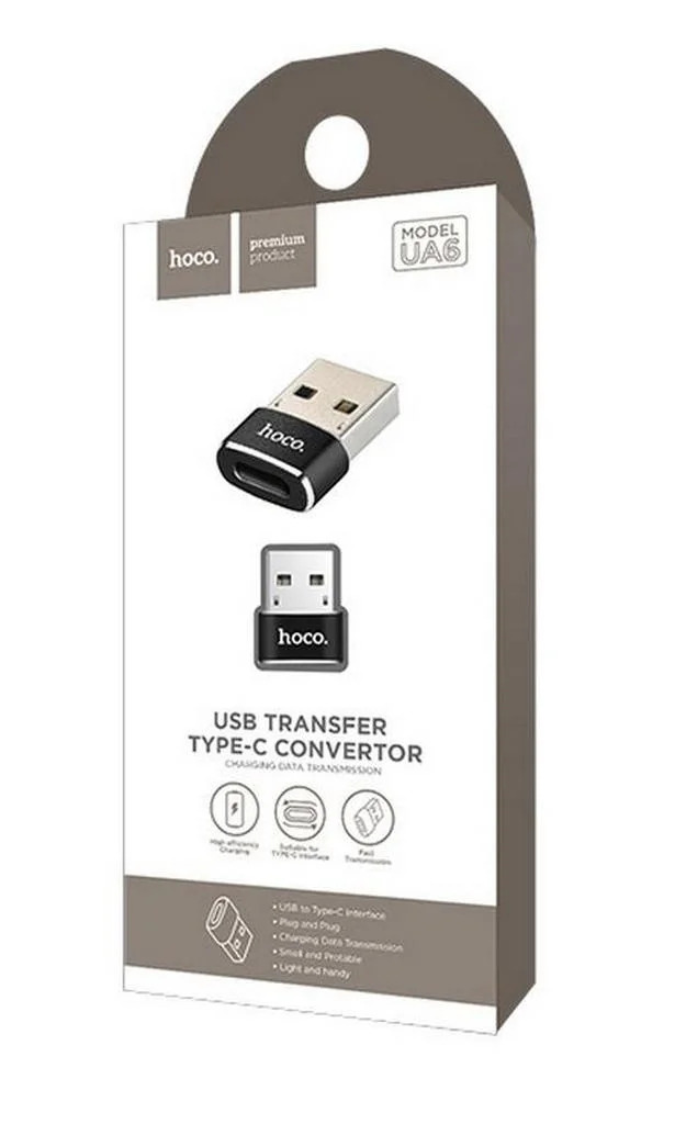 Αντάπτορας Hoco UA6 USB σε USB-C Μαύρο Αντάπτορας Hoco UA6 USB σε USB-C Μαύρο