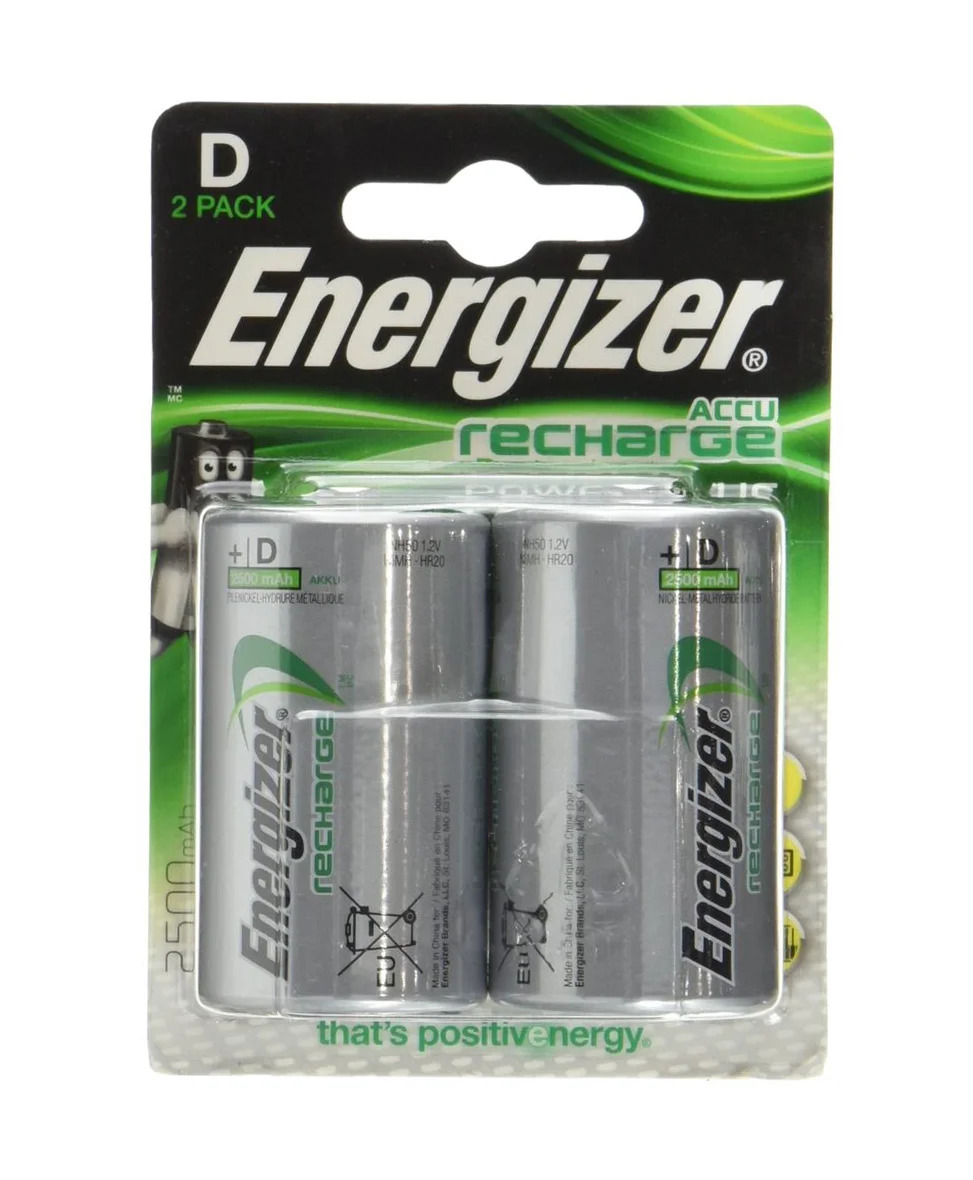 Μπαταρία Επαναφορτιζόμενη Energizer ACCU Recharge Power Plus HR20 2500 mAh size D 1.2V Τεμ. 2 Μπαταρία Επαναφορτιζόμενη Energizer ACCU Recharge Power Plus HR20 2500 mAh size D 1.2V Τεμ. 2