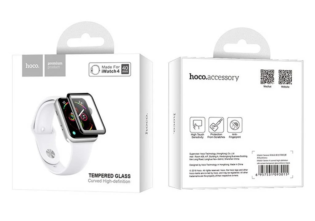 Tempered Glass Hoco 0.15mm Curved Silk Screen 40mm για Apple Watch 4 Μαύρο Tempered Glass Hoco 0.15mm Curved Silk Screen 40mm για Apple Watch 4 Μαύρο
