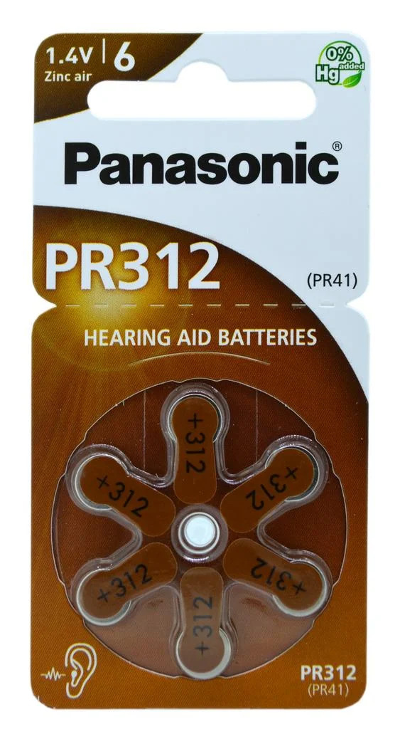 Μπαταρίες Ακουστικών Βαρηκοΐας Panasonic PR312 1.4V Τεμ. 6 Μπαταρίες Ακουστικών Βαρηκοΐας Panasonic PR312 1.4V Τεμ. 6