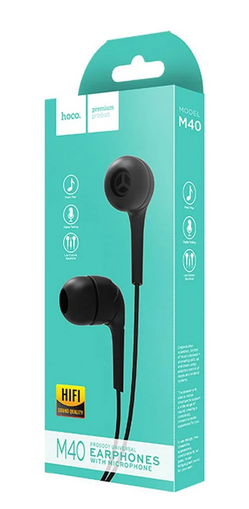 Hands Free Hoco M40 Prosody Earphones Stereo 3.5mm Μαύρα με Μικρόφωνο και Πλήκτρο Λειτουργίας Hands Free Hoco M40 Prosody Earphones Stereo 3.5mm Μαύρα με Μικρόφωνο και Πλήκτρο Λειτουργίας