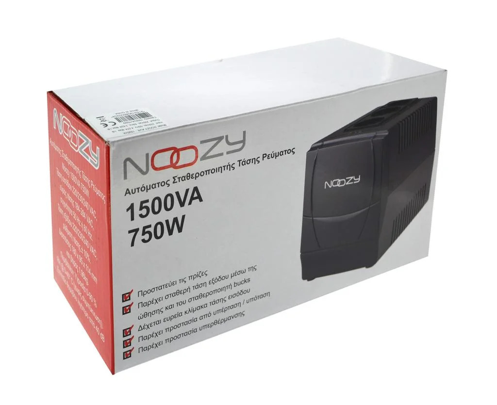 Αυτόματος Σταθεροποιητής Τάσης Ρεύματος Noozy 1500VA 750W με Προστασία Υπερθέρμανσης Αυτόματος Σταθεροποιητής Τάσης Ρεύματος Noozy 1500VA 750W με Προστασία Υπερθέρμανσης