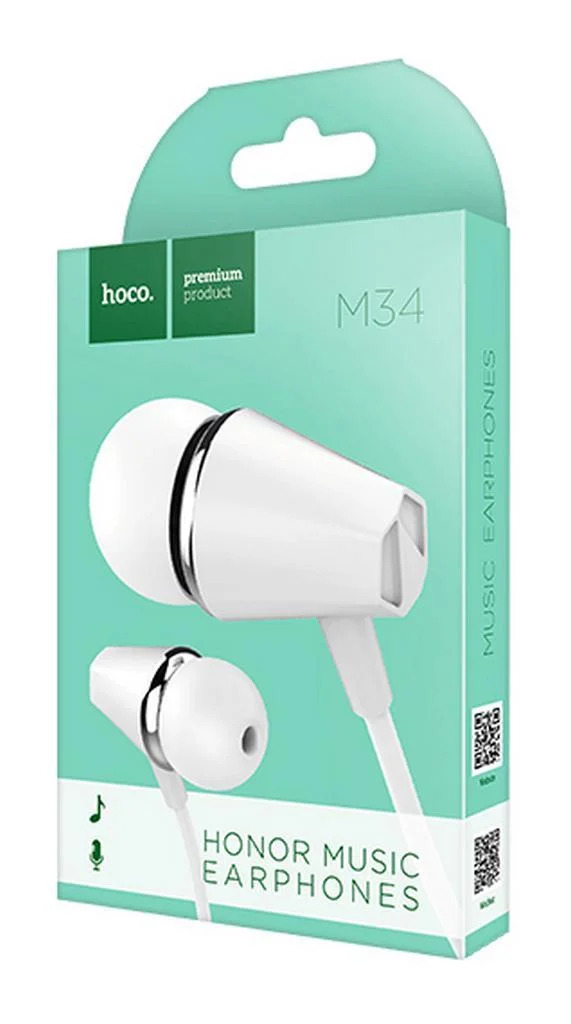 Hands Free Hoco M34 Earphones Stereo 3.5mm Λευκό με Μικρόφωνο και Πλήκτρο Λειτουργίας Hands Free Hoco M34 Earphones Stereo 3.5mm Λευκό με Μικρόφωνο και Πλήκτρο Λειτουργίας
