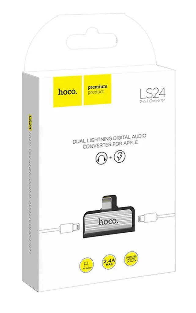 Αντάπτορας Hoco LS24 2 σε 1 Lightning σε 2 Εξόδους Lightning 2.0A Ασημί Αντάπτορας Hoco LS24 2 σε 1 Lightning σε 2 Εξόδους Lightning 2.0A Ασημί