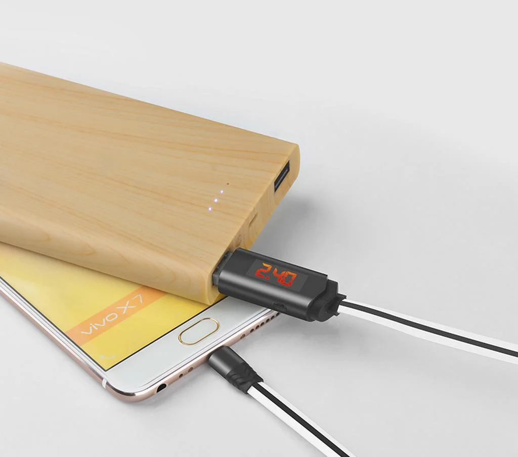 Καλώδιο σύνδεσης Hoco U29 LED Display USB σε Micro-USB Flat 2.0A Fast Charging Λευκό 1m Καλώδιο σύνδεσης Hoco U29 LED Display USB σε Micro-USB Flat 2.0A Fast Charging Λευκό 1m