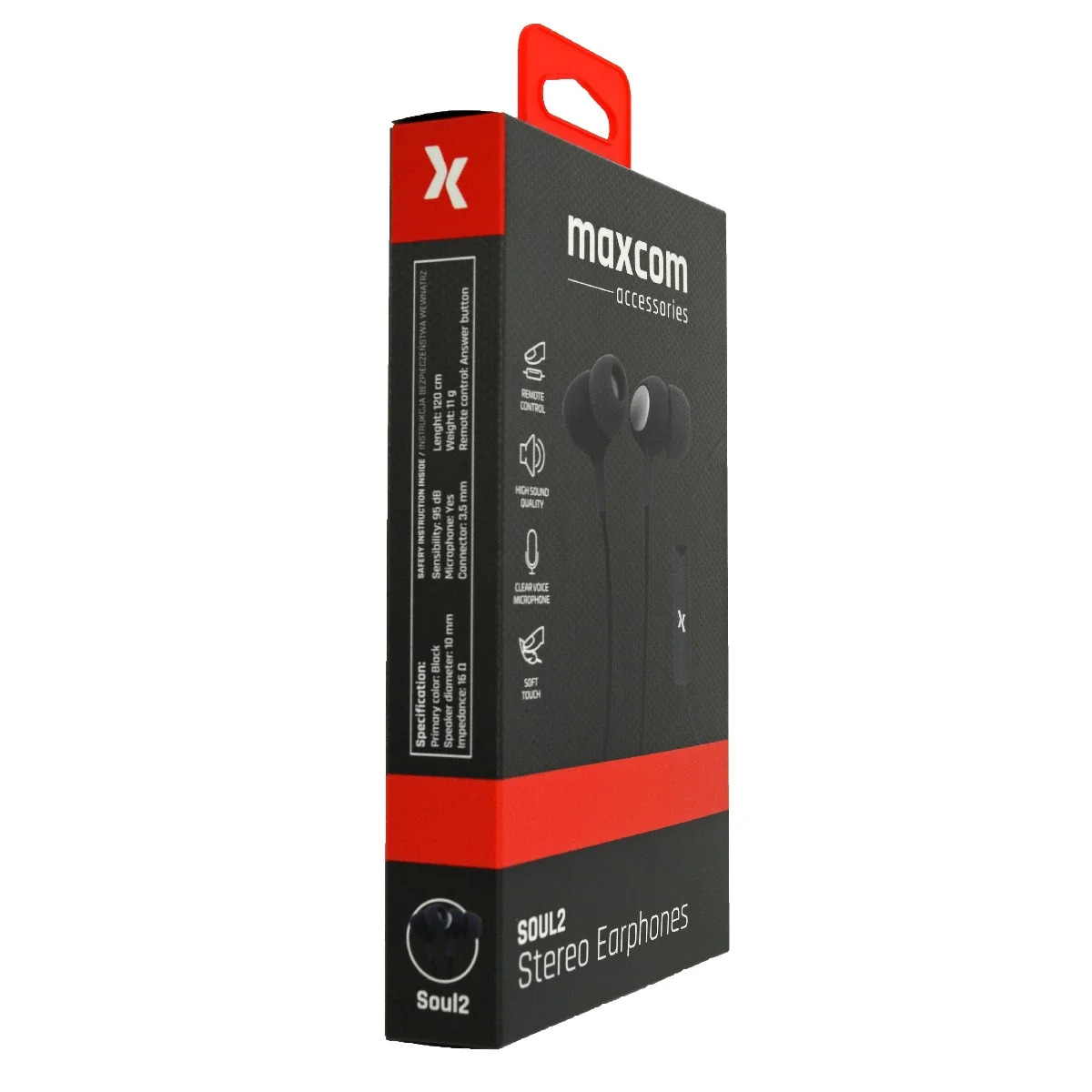 Hands Free Maxcom Soul 2 Stereo Earphones 3.5mm Μαύρα με Μικρόφωνο και Πλήκτρο Απάντησης/Σίγασης Hands Free Maxcom Soul 2 Stereo Earphones 3.5mm Μαύρα με Μικρόφωνο και Πλήκτρο Απάντησης/Σίγασης
