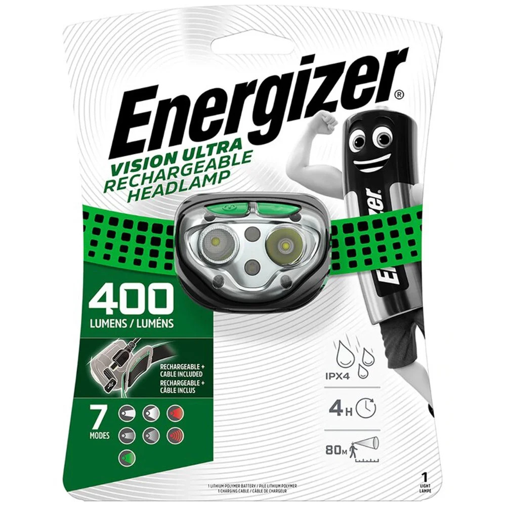 Φακός Κεφαλής Energizer Vision Ultra Rechargable 400 Lumens IPX4 με Καλώδιο Φόρτισης Πράσινο Φακός Κεφαλής Energizer Vision Ultra Rechargable 400 Lumens IPX4 με Καλώδιο Φόρτισης Πράσινο