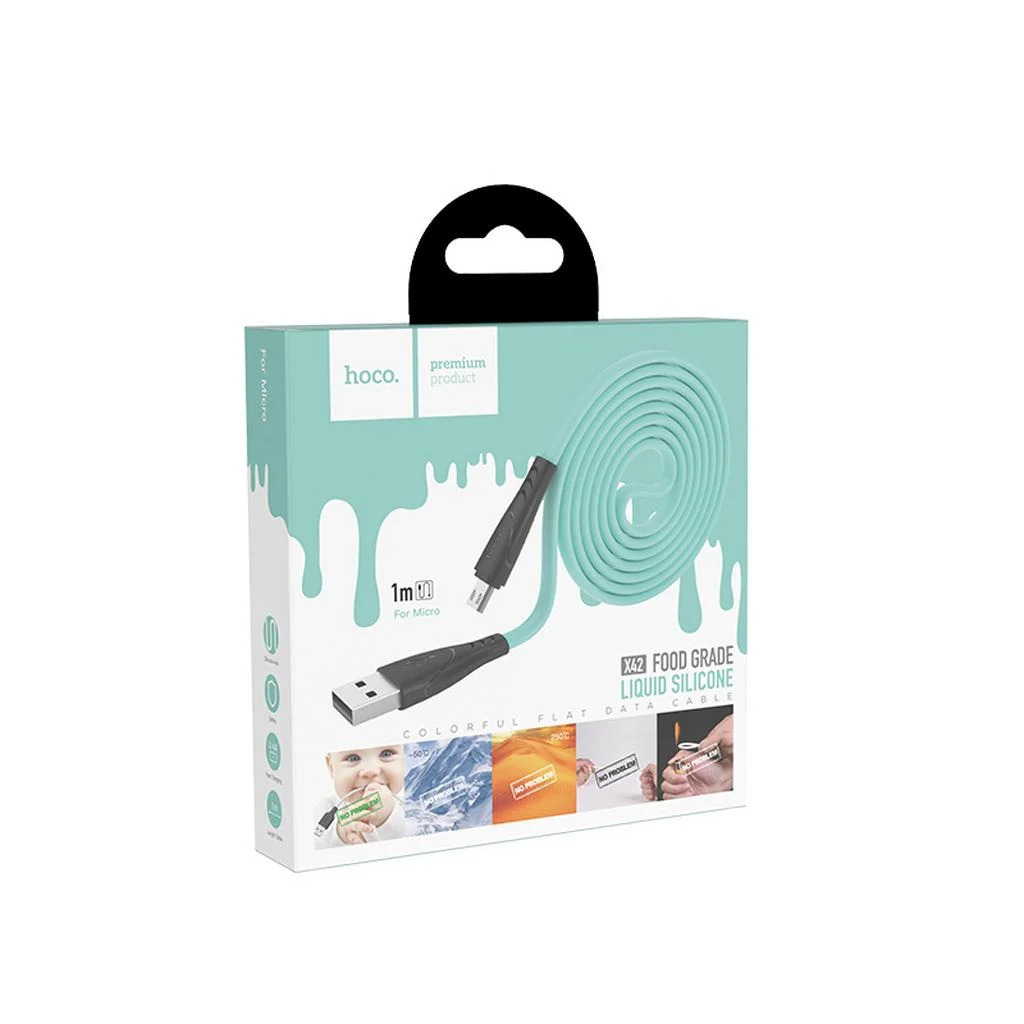 Καλώδιο σύνδεσης Hoco X42 Flat USB σε Micro-USB 2.4A Fast Charging με Ανθεκτική Σιλικόνη Πράσινο 1m Καλώδιο σύνδεσης Hoco X42 Flat USB σε Micro-USB 2.4A Fast Charging με Ανθεκτική Σιλικόνη Πράσινο 1m