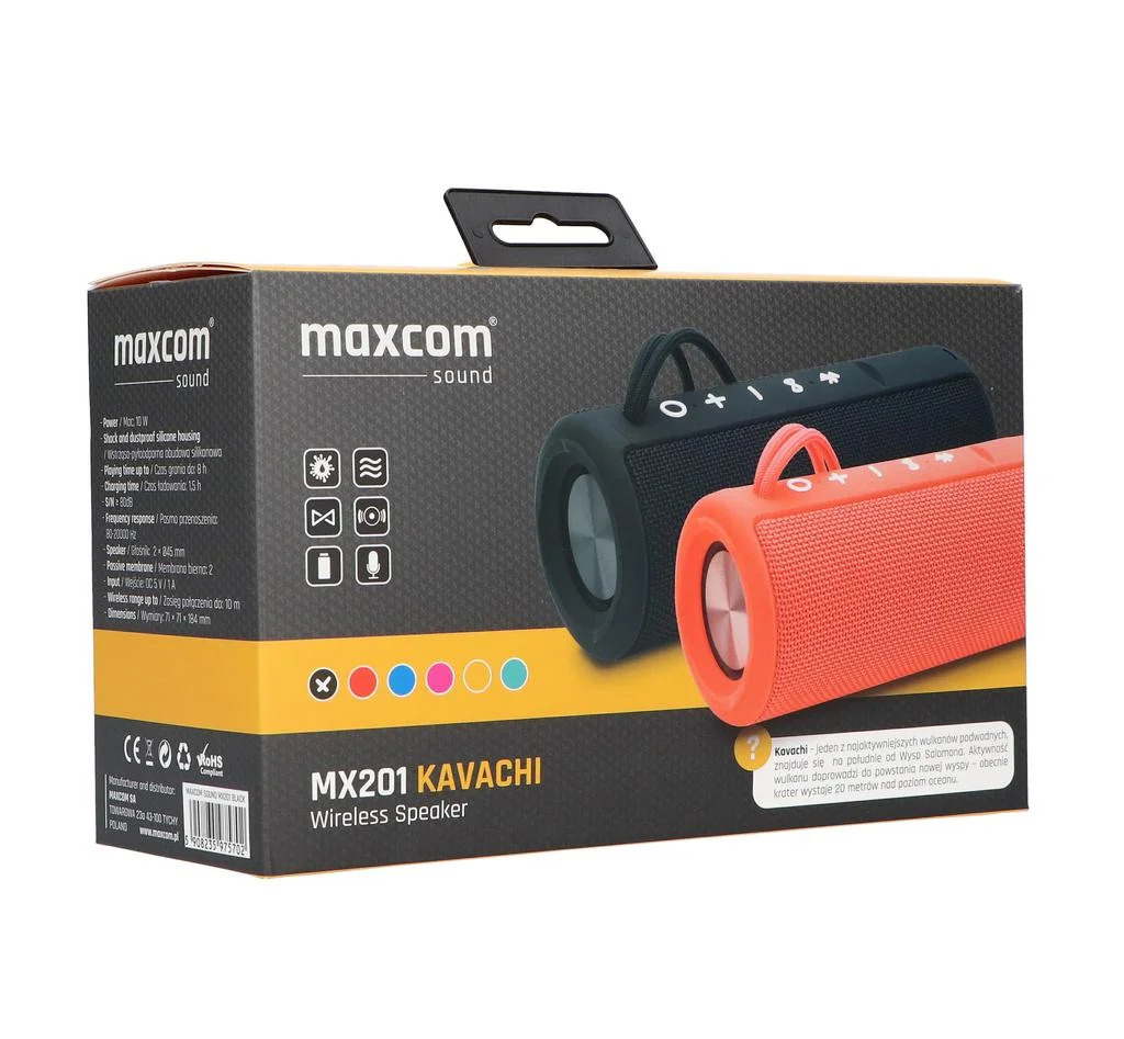 Φορητό Αδιάβροχο Ηχείο Bluetooth Maxcom Kavachi MX201 TWS 2x5W Μαύρο IP66 10h Αναπαραγωγής Φορητό Αδιάβροχο Ηχείο Bluetooth Maxcom Kavachi MX201 TWS 2x5W Μαύρο IP66 10h Αναπαραγωγής