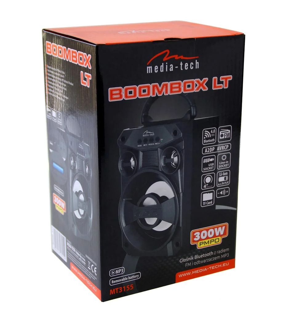 Φορητό Ηχείο Bluetooth Media-Tech Boombox LT MT3155 300W, με Ενσωματωμένο Ραδιόφωνο, Micro SD Card, AUX, MP3, USB Ισχύς music power 300W PMPO. Φορητό Ηχείο Bluetooth Media-Tech Boombox LT MT3155 300W, με Ενσωματωμένο Ραδιόφωνο, Micro SD Card, AUX, MP3, USB Ισχύς music power 300W PMPO.