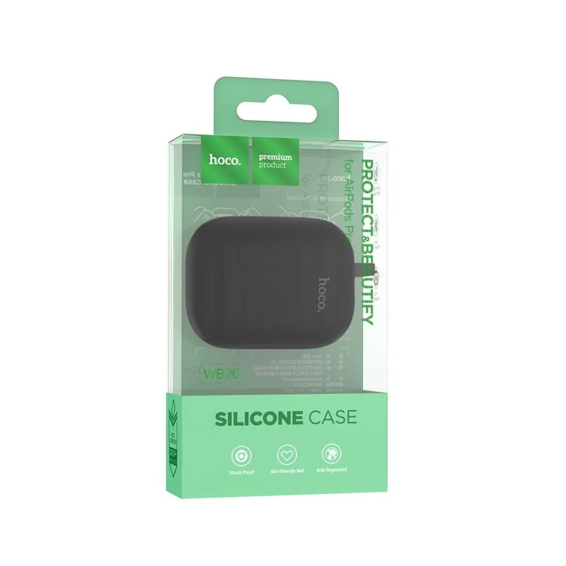 Θήκη Hoco WB20 Fenix Liquid Silicone Protective Μαύρη για Airpods Pro με Λουράκι Θήκη Hoco WB20 Fenix Liquid Silicone Protective Μαύρη για Airpods Pro με Λουράκι