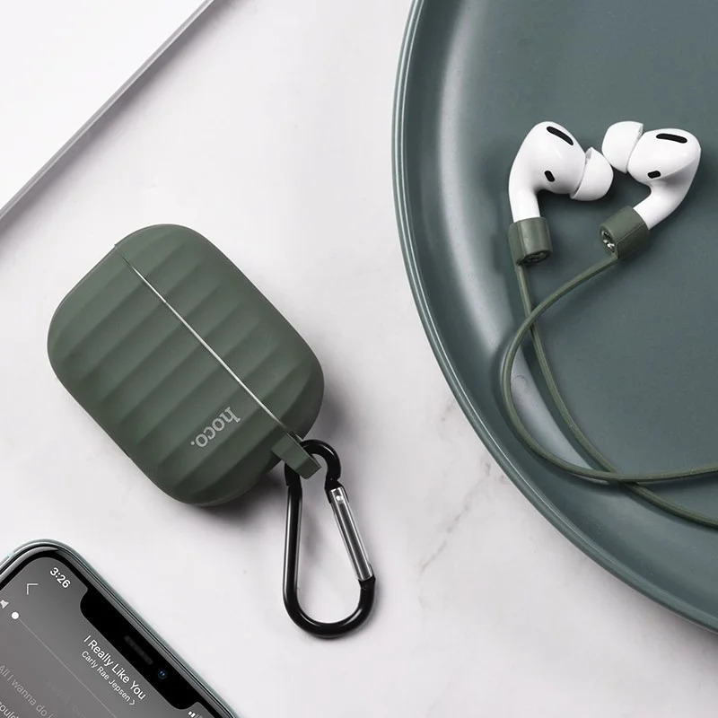 Θήκη Hoco WB20 Fenix Liquid Silicone Protective Σκούρο Πράσινο για Airpods Pro με Λουράκι Θήκη Hoco WB20 Fenix Liquid Silicone Protective Σκούρο Πράσινο για Airpods Pro με Λουράκι