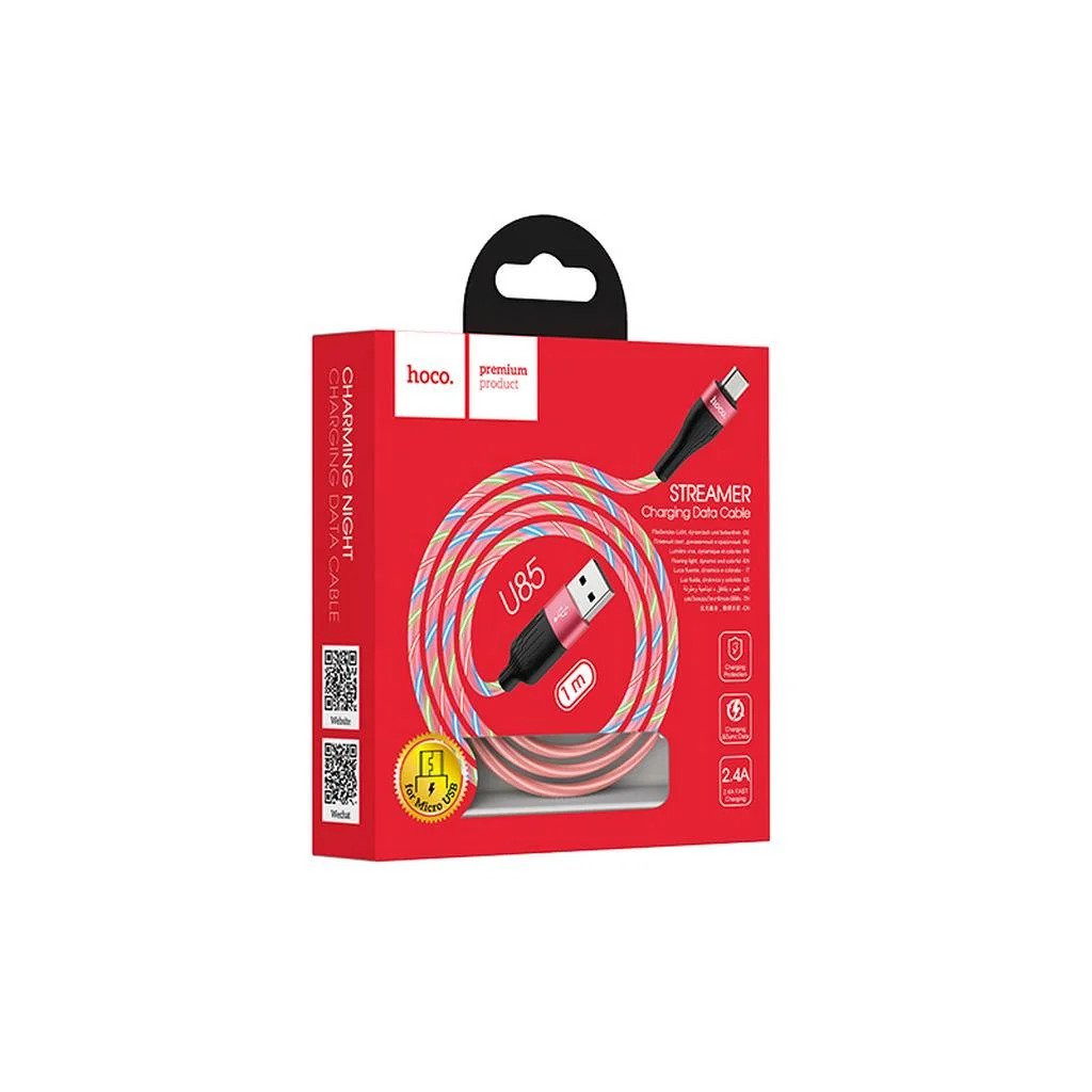 Καλώδιο σύνδεσης Hoco U85 Charming night USB σε Micro-USB 2.4A Φωσφορίζον Κόκκινο 1m Καλώδιο σύνδεσης Hoco U85 Charming night USB σε Micro-USB 2.4A Φωσφορίζον Κόκκινο 1m