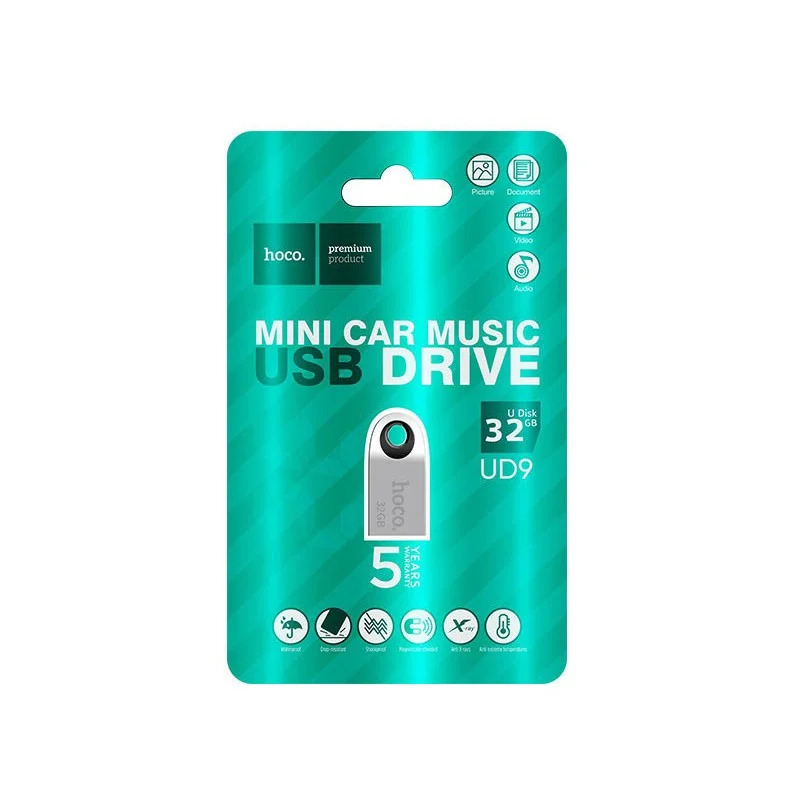 Flash Drive Mini Car Music Hoco UD9 Insightful 32GB USB 2.0 Mini Size Ασημί Flash Drive Mini Car Music Hoco UD9 Insightful 32GB USB 2.0 Mini Size Ασημί