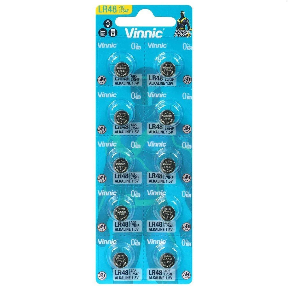 Buttoncell Vinnic L754F AG5 LR48 Τεμ. 10 Buttoncell Vinnic L754F AG5 LR48 Τεμ. 10