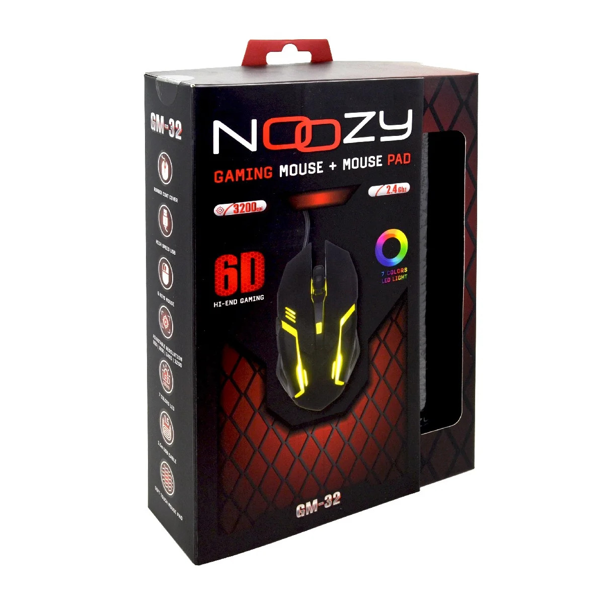 Ενσύρματο Ποντίκι Gaming Noozy GM-32 6D με 6 Πλήκτρα, 3200 DPI και Mousepad Ενσύρματο Ποντίκι Gaming Noozy GM-32 6D με 6 Πλήκτρα, 3200 DPI και Mousepad