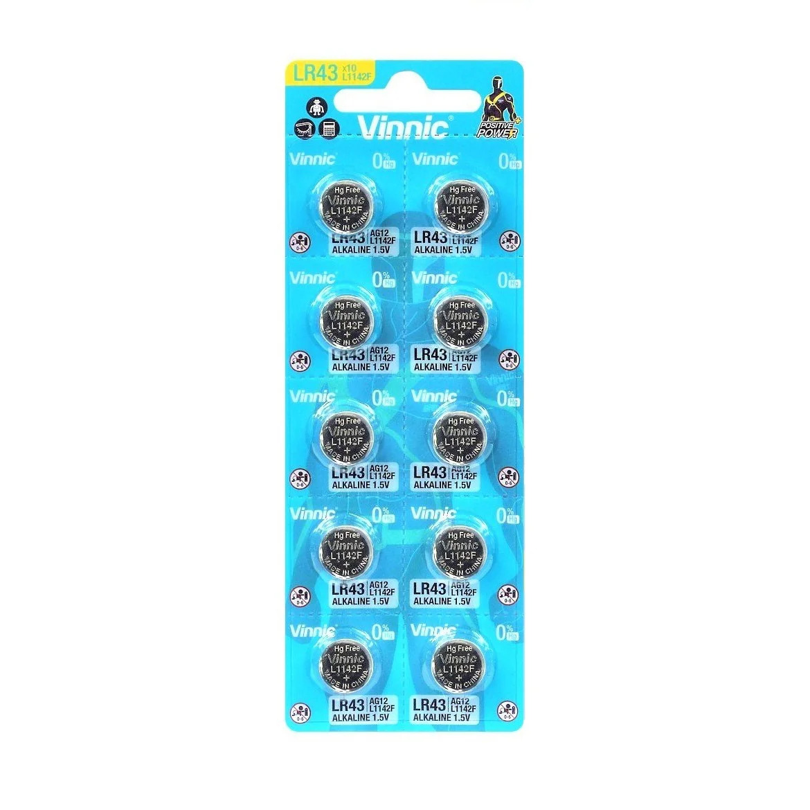 Buttoncell Vinnic LR1142F AG12 LR43 Τεμ. 10 με Διάτρητη Συσκευασία Buttoncell Vinnic LR1142F AG12 LR43 Τεμ. 10 με Διάτρητη Συσκευασία