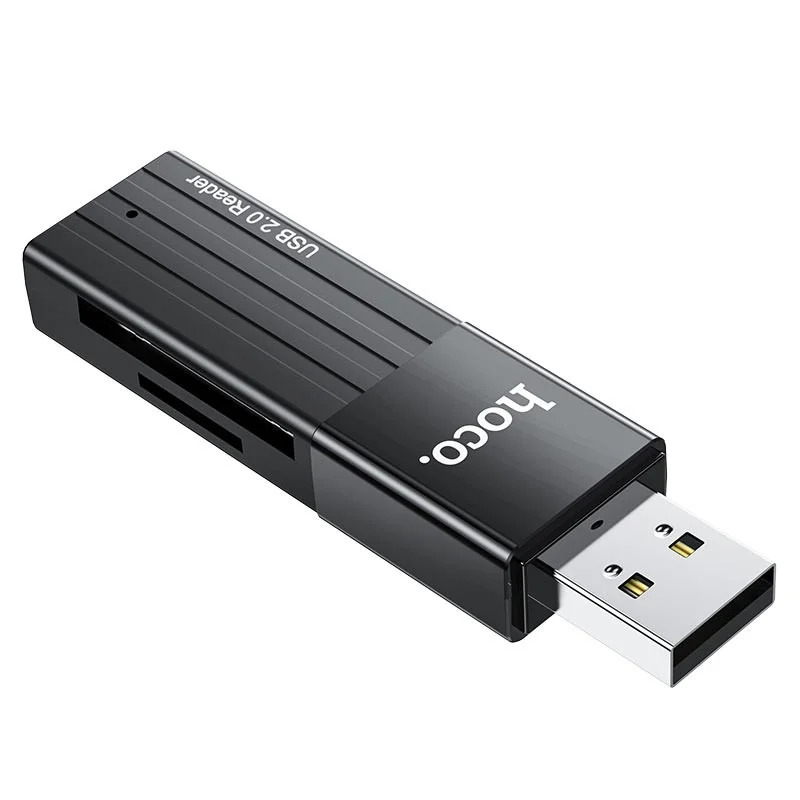 Αναγνώστης Κάρτας Μνήμης Hoco HB20 Mindful 2 σε 1 USB 2.0 έως 480Mbps και 2TB για Micro SD και SD Μαύρος Αναγνώστης Κάρτας Μνήμης Hoco HB20 Mindful 2 σε 1 USB 2.0 έως 480Mbps και 2TB για Micro SD και SD Μαύρος