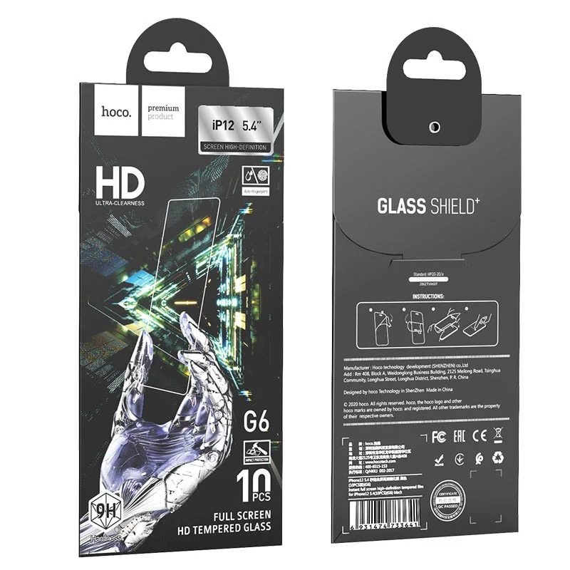 Tempered Glass Hoco G6 Instant Full Screen High-Definition HD 2.5D για Apple iPhone 12 Mini Μαύρο Tempered Glass Hoco G6 Instant Full Screen High-Definition HD 2.5D για Apple iPhone 12 Mini Μαύρο