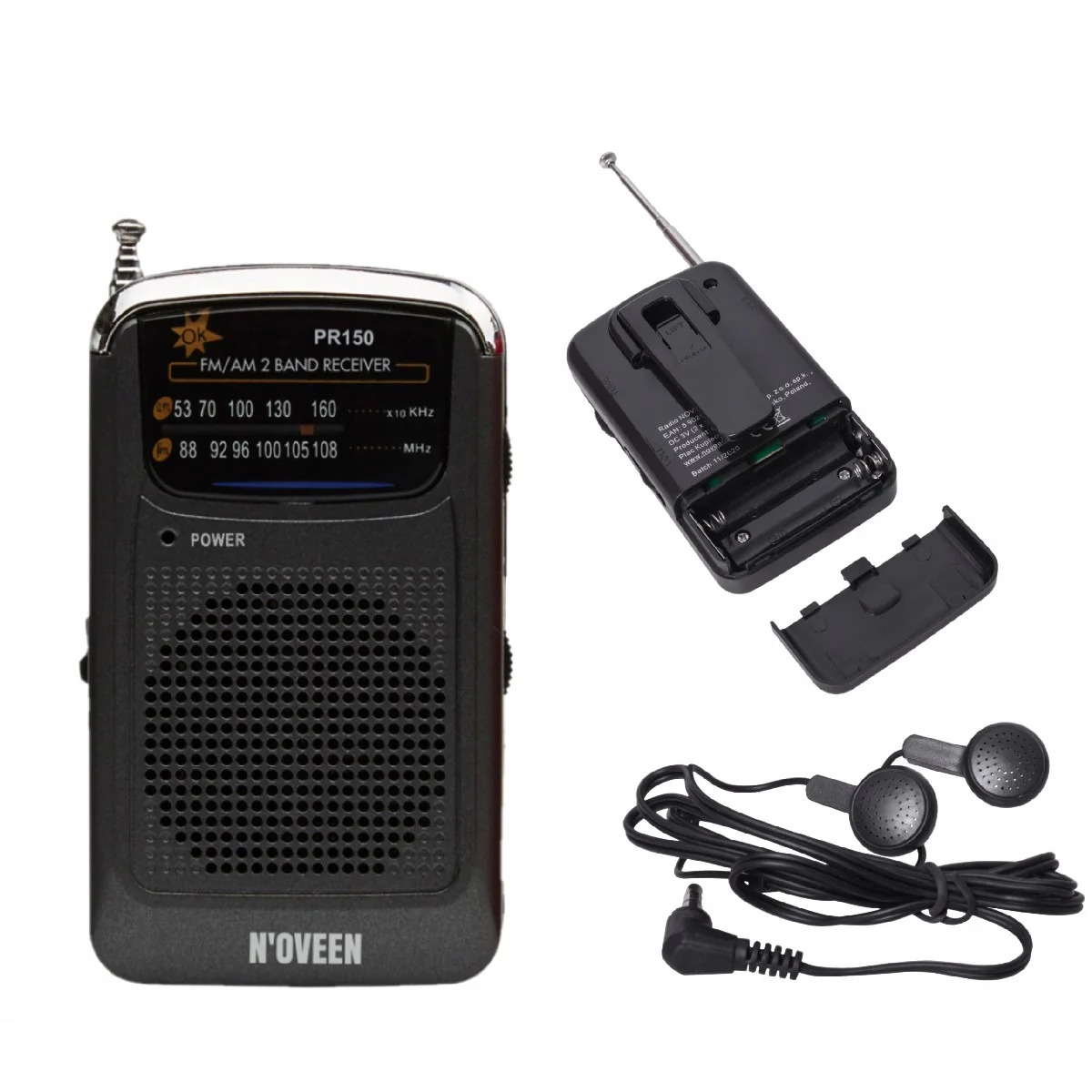 Φορητό Ραδιόφωνο N'oveen PR150 AM/FM, με Hands Free 3.5mm,με Λειτουργία Μπαταρίας 2 x 1,5V AAA Μαύρο Φορητό Ραδιόφωνο N'oveen PR150 AM/FM, με Hands Free 3.5mm,με Λειτουργία Μπαταρίας 2 x 1,5V AAA Μαύρο