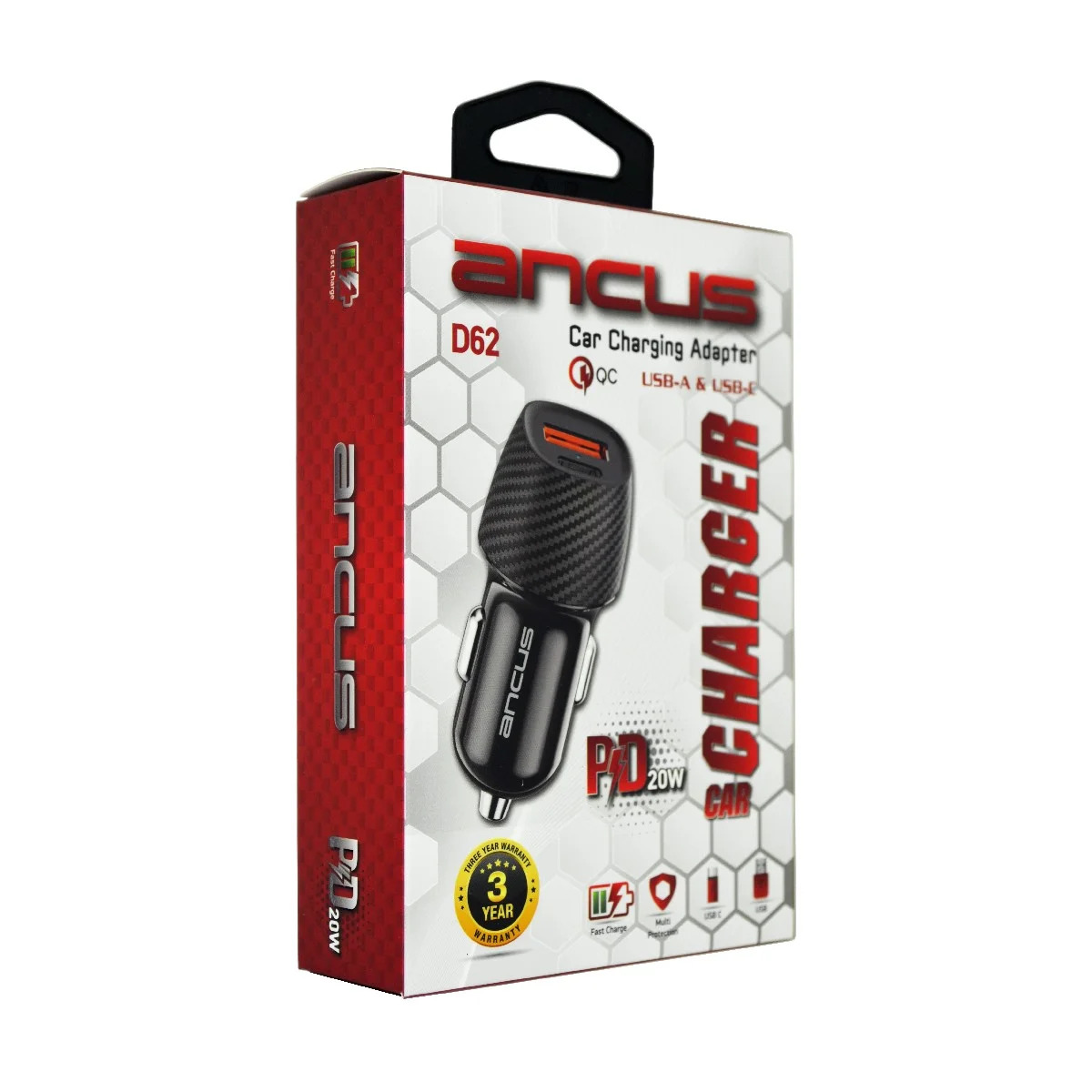 Φορτιστής Αυτοκινήτου Ancus Pulse D62 Dual USB-C PD 20W και USB QC 3.0A 18W Μαύρο Φορτιστής Αυτοκινήτου Ancus Pulse D62 Dual USB-C PD 20W και USB QC 3.0A 18W Μαύρο