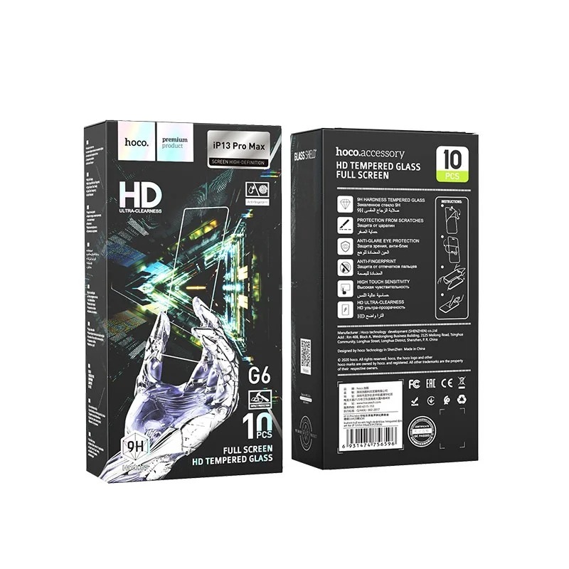 Tempered Glass Hoco G6 Instant Full Screen High-Definition HD 2.5D για Apple iPhone 13 Pro Max/ iPhone 14 Plus Μαύρο Σετ 10τεμ. Tempered Glass Hoco G6 Instant Full Screen High-Definition HD 2.5D για Apple iPhone 13 Pro Max/ iPhone 14 Plus Μαύρο Σετ 10τεμ.