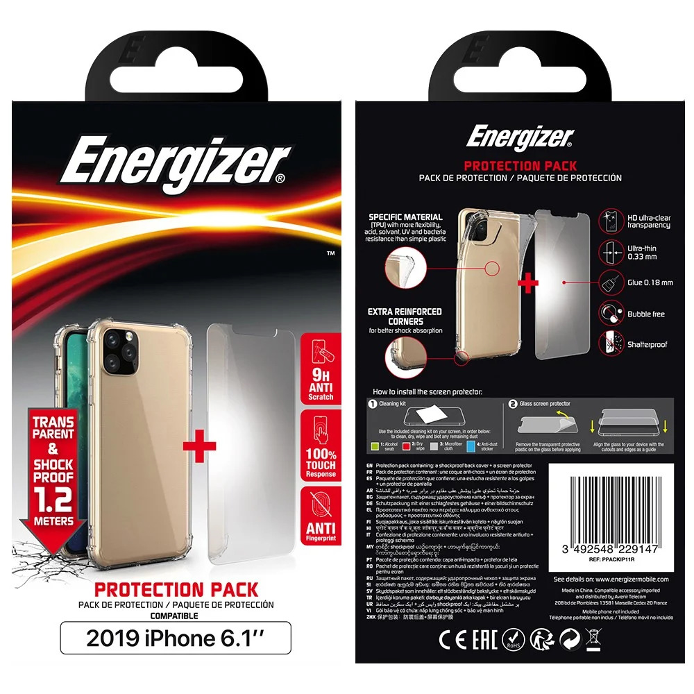 Θήκη Shockproof TPU 1.2m Drop Test Energizer με Τζαμάκι Προστασίας για Apple iPhone 11 Διάφανη Θήκη Shockproof TPU 1.2m Drop Test Energizer με Τζαμάκι Προστασίας για Apple iPhone 11 Διάφανη