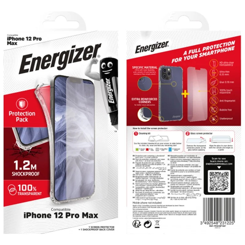 Θήκη Shockproof TPU 1.2m Drop Test Energizer με Τζαμάκι Προστασίας για Apple iPhone 12 Pro Max Διάφανη Θήκη Shockproof TPU 1.2m Drop Test Energizer με Τζαμάκι Προστασίας για Apple iPhone 12 Pro Max Διάφανη