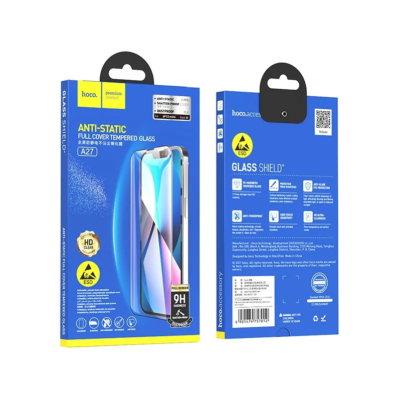 Tempered Glass Hoco A27 Anti-Static Dustproof 0.33mm 2.5D για Apple iPhone 12 mini Μαύρο Tempered Glass Hoco A27 Anti-Static Dustproof 0.33mm 2.5D για Apple iPhone 12 mini Μαύρο